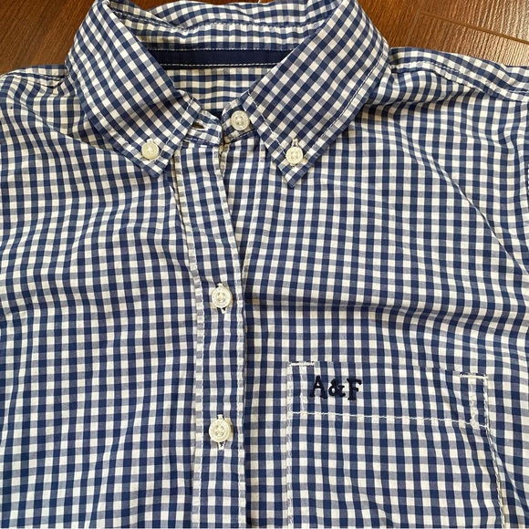 Abercrombie & Fitch Blue and White Check Button Down Shirt Size Small vintage - Picture 4 of 5